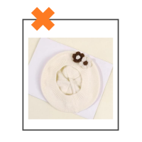 Kinder baret offwhite met naturel bloemen